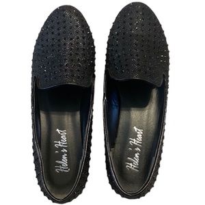Helens Heart Black Jeweled Loafers NWOT